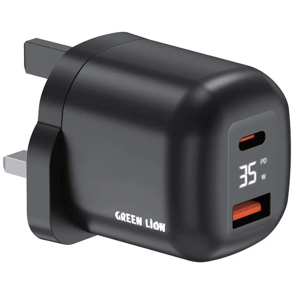 Green Lion Q- SERIES UK Plug GaN Charger USB-C&A Port PD35W+ QC3.0