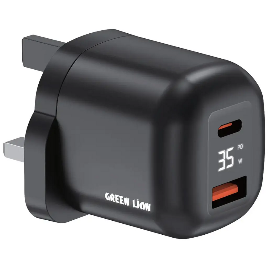 Green Lion Q- SERIES UK Plug GaN Charger USB-C&A Port PD35W+ QC3.0
