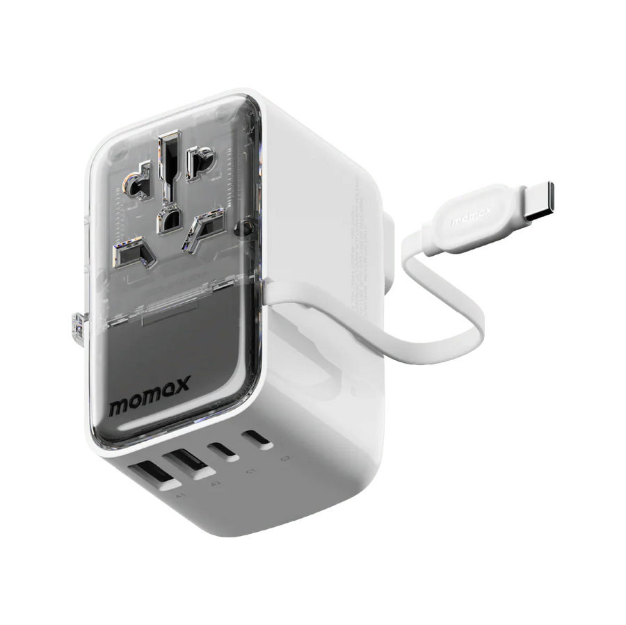 Momax World+ Flow 35W 4-Port with Built-in USB-C Cable + AC Travel Adaptor