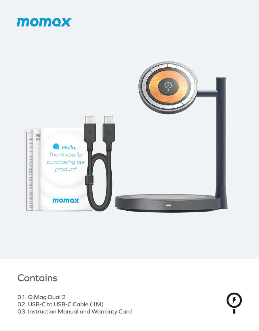 Q.Mag Dual 2 Dual Magnetic Wireless Charging Standستاند ماك سيف من موماكس