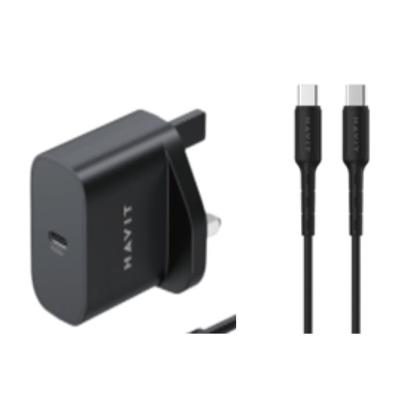 Havit ST712 UK charger and C to C cable 20W شاحنة