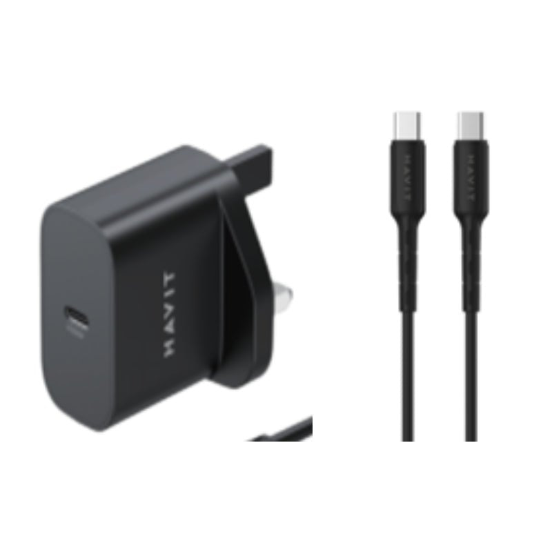 Havit ST712 UK charger and C to C cable 20W شاحنة
