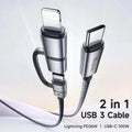 Mcdodo 2 in 1 USB 3 Cable USB-C to USB-C+LTG 1.2M - 3