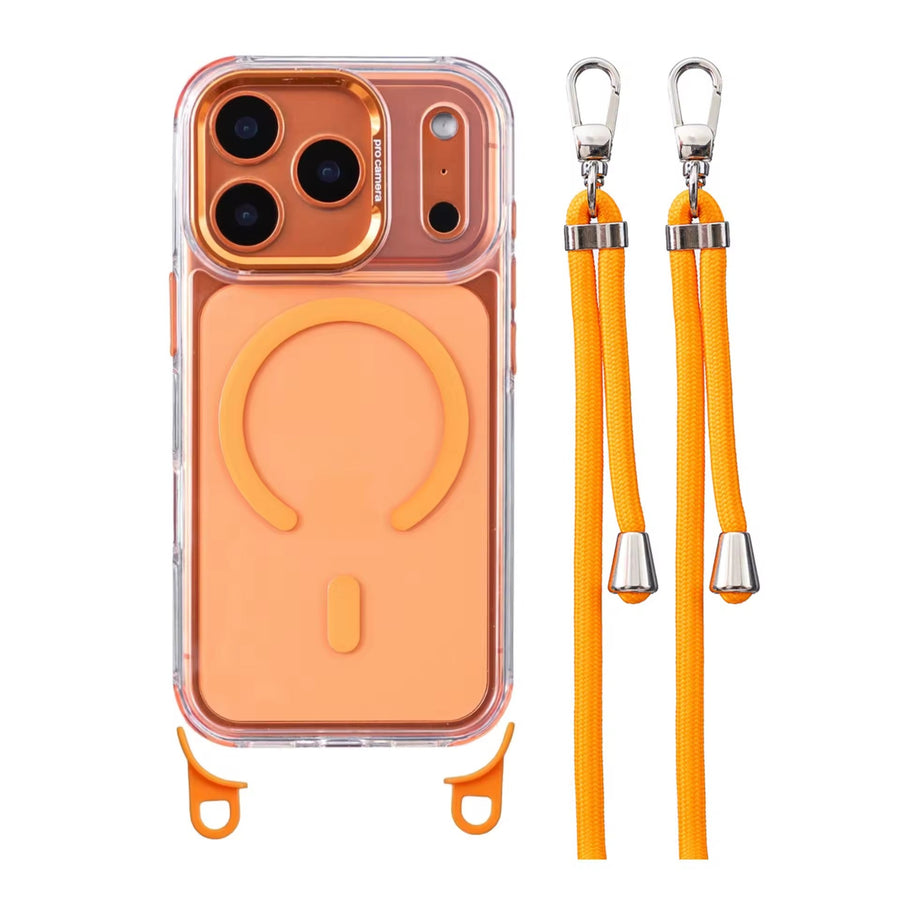 iPhone 17 Pro Max Clear Orange MagSafe Case with Strap