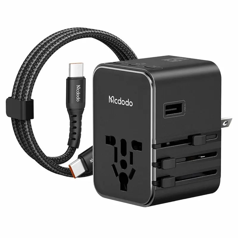 MCDODO 45W 3C+1A Universal Travel Adapter((UK/US/EU)+60W C to C cable 1m
