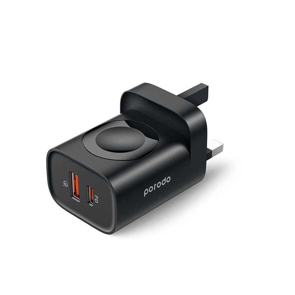 Porodo Dual Port Multi-Device Wall Charger With Integrated Watch Charger
SKU: PD-FWCH016-BK
EAN: 7267547497059