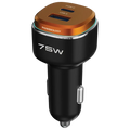 Powerology 75W USB A+C Port Car Charger With C to C Cable - 1