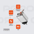 Porodo 42W Retractable 75cm with UK Plug Charger - 2