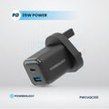 Powerology 35W PD QC 1xUSB-C 35W and 1xUSB-A 18W GaN Charger UK with USB-C Cable - 5