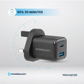 Powerology 35W PD QC 1xUSB-C 35W and 1xUSB-A 18W GaN Charger UK with USB-C Cable - 3
