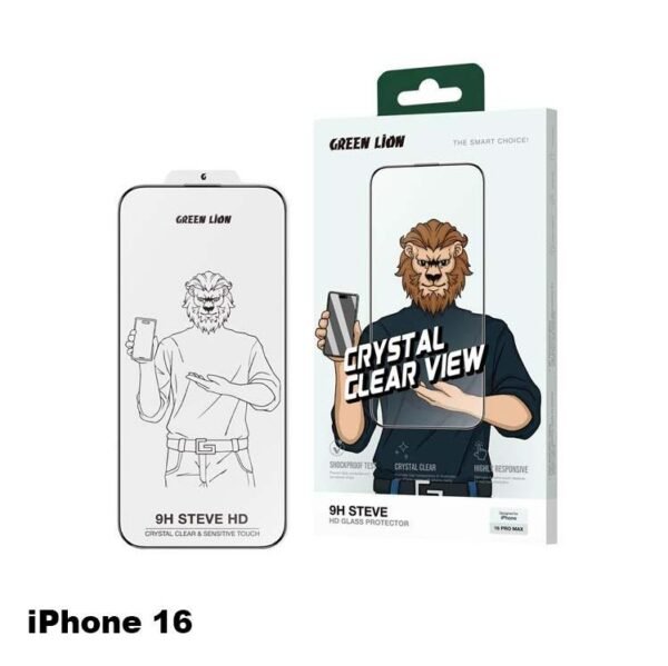 Green Lion 9H Steve HD Screen Protector for iPhone 16 6.1 Clear