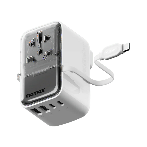 Momax World+ Flow 35W 4-Port with Built-in USB-C Cable + AC Travel Adaptor