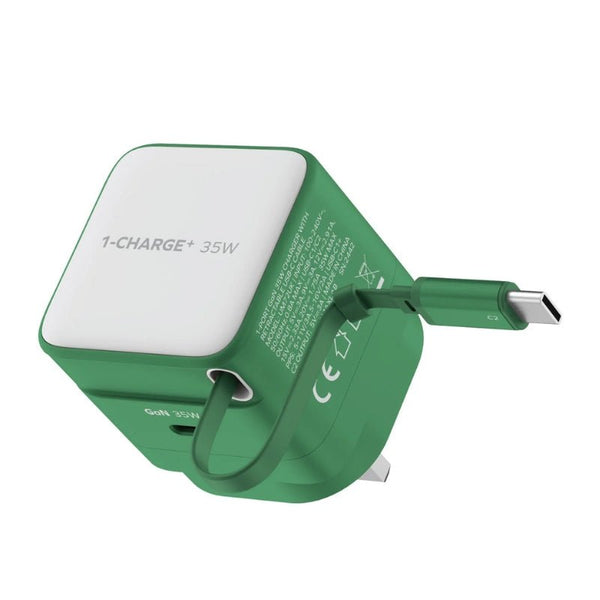Momax CHARGE & Port GaN 35W charger with Retractable USB-C Cable