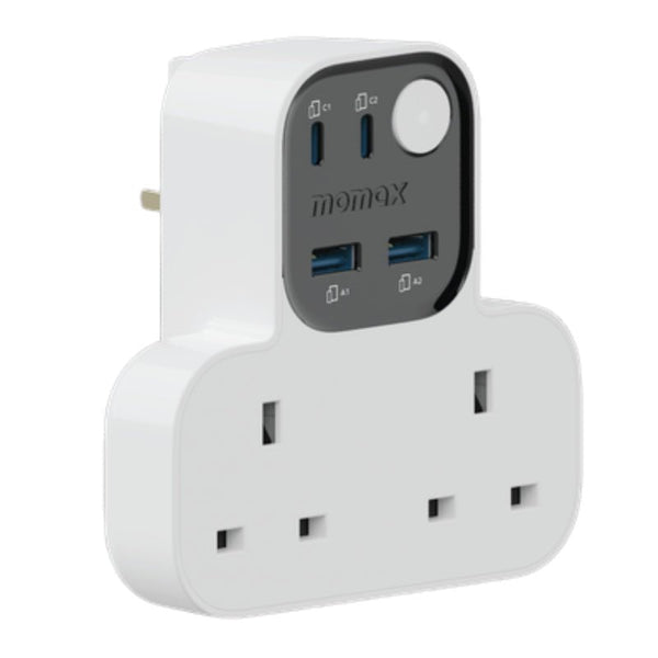 Momax Charge Work Flow T-shaped Extention 2 Socket with USB