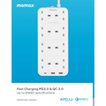 MOMAX ONEPLUG 8-Outlet Power Strip With 2X-USB + PD20W سيار كهربائي - 4