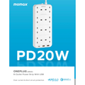 MOMAX ONEPLUG 8-Outlet Power Strip With 2X-USB + PD20W سيار كهربائي - 3